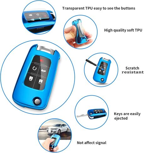 QBUC for Chevy Key Fob Cover With Keychain for Chevrolet Malibu Cruze Camaro Volt Equinox Sonic Impala Buick Regal Encore in Saudi Arabia