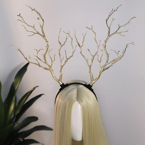 MOSTORY Tree Branch Antler Headband - Brown Woodland Costume Branch Headband Rustic Large Forest Antler Headpiece for Adult Halloween Renaissance Renfaire Cosplay Fantasy Photo Shoot in Kuwait