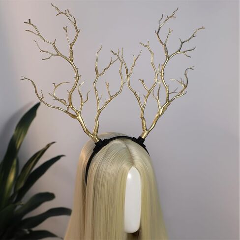 MOSTORY Tree Branch Antler Headband - Brown Woodland Costume Branch Headband Rustic Large Forest Antler Headpiece for Adult Halloween Renaissance Renfaire Cosplay Fantasy Photo Shoot in Kuwait