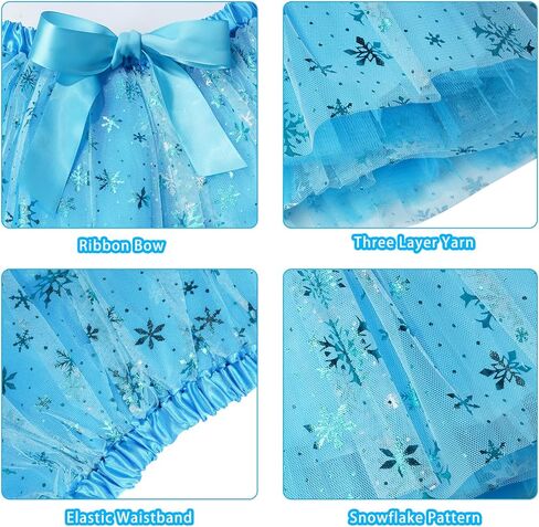 عيد الميلاد الأزرق ندفة الثلج عقال القوس توتو مجموعة بريق ندفة الثلج اللباس زي للفتيات عيد الميلاد حزب الشتاء حزب زي تأثيري الملحقات للفتيات in Kuwait