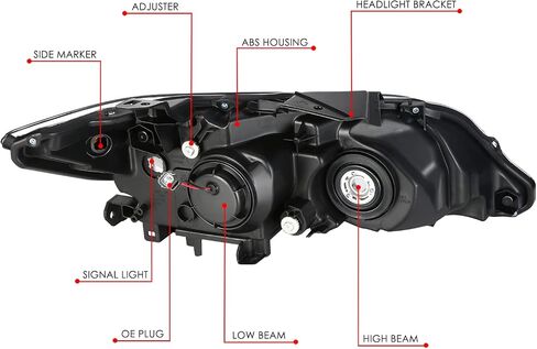 DNA MOTORING مصباح أمامي لجهاز العرض طراز OE متوافق مع 13-15 Acura RDX، كروم/عدسة شفافة/عاكس كهرماني، OEM-HL-0189-L in Saudi Arabia