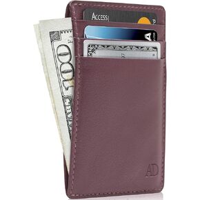 Access Denied Slim Minimalist Wallets For Men & Women - Leather Front Pocket Thin Mens Wallet RFID Credit Card Holder Gifts For Men
