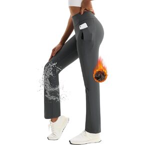 Women's Fleece Lined Pants Straight Leg Thermal Sweatpants Water Resistant Hiking Yoga Dress Pants Flare Leggings