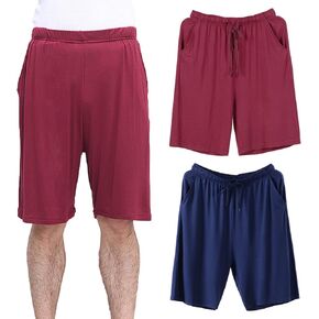ANUFER Mens Plus Size 2 Pack Soft Stretchy Pajama Bottoms Shorts Thin Lightweight Sleep Lounge Shorts with Pockets S-6XL