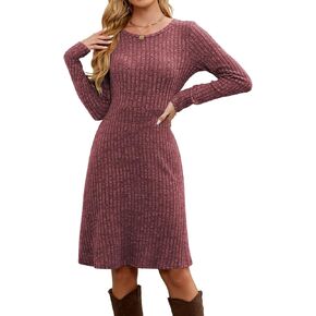 Naggoo Womens Winter Long Sleeve Sweater Dress Crew Neck A Line Fall Dresses 2024