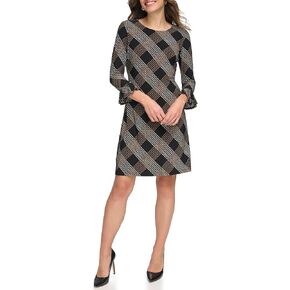 Tommy Hilfiger Women's Dress Shift,Black Multi,12