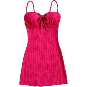 Milumia Women's Textured Tie Front Cami Dress Spaghetti Straps Solid Mini Dresses