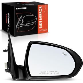 A-Premium Driver Side Power Door Mirror - Compatible with Hyundai Elantra 2017 2018 2019 2020 - Heated Manual Folding Black Outside Rear View Mirror w/Blind Spot Detection - Replace# 87610F3020