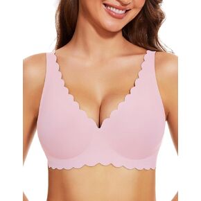 Gailife Cute Floral Bras for Women No Underwire Seamless Ultra Comfort Bralettes for Women with Support Everyday Plunge Bra -M,Pk Pink