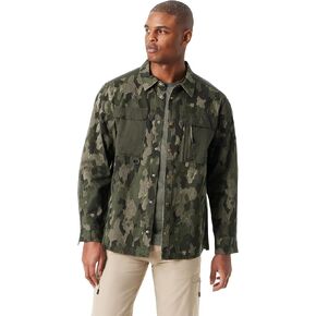 BASS OUTDOOR Men's Stretch Worker Snap Front Shacket with Double Chest Pockets Standard