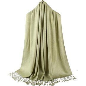 Solid Color Pashmina Silky Scarf Shawl Wrap Twill Woven Soft Large With Fringes
