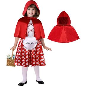 Kids Little Red Riding Hood Costume Fancy Dress with Cloak Party Cosplay Halloween Costumes