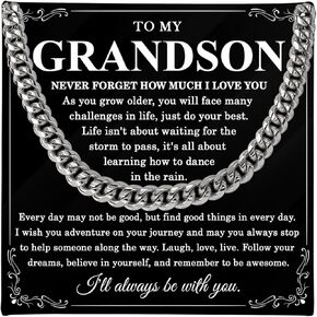 To My Grandson Necklace From Grandpa, Grandma And Grandson Necklace, Grandson Birthday Card, Grandson Gifts From Grandma, Grandpa And Grandson Gifts, Christmas Gifts For Grandson With Message Card