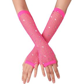 Sacina Fingerless Fishnet Gloves, Mesh Lace Gloves, Goth Punk Grunge Gloves