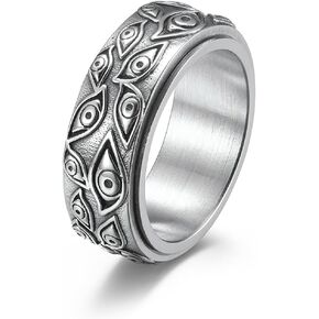 Man's Rings God's Eye Ring Stainless Steel Rings for Men Anxiety Fidget Ring Spinner Ring