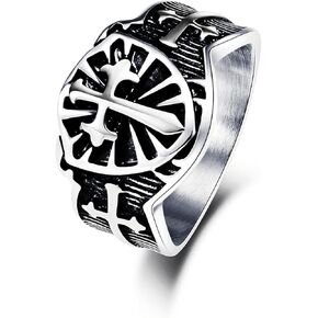 Cross Paladin Worrior Ring for men Wedding Rings for Men Stainless Steel Knights Armor Shield Templar ring Hip Hop ring Religion's Cross Rings Iced Out Jewelry Punk Ring Club ring Heavy Metal ring Party