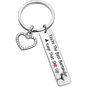 ZQEOU Best Bartender Ever Keychain Bartender Jewelry Barmaid Gifts Mixologist Leaving Keychain Bar Gifts