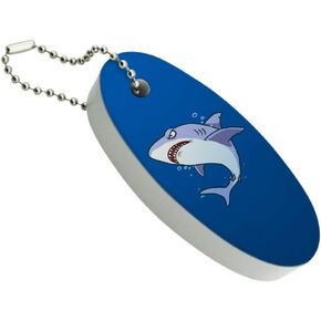 GRAPHICS & MORE Great White Shark Cartoon in Ocean Floating Keychain Oval Foam Fishing Boat Buoy Key Float