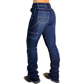 Flamingals Women's Wash Vintage Bootcut Jeans Wash Raw Hem Stretchy Vintage Denim Jeans