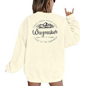 JINTING Christian Sweatshirt for Women Waymaker Miracle Worker Promise Keeper Hoodie Christian Gift Long Sleeve Tee Shirt
