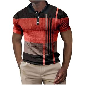 Men's Short Sleeve Polo Shirts Casual Golf Printed T-Shirts Summer Pullover Tennis T-Shirt Tops