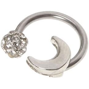 Claire's Exclusive Hoop Cartilage Earring with Moon and Gemstone Stud Sphere