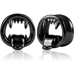 DOEARKO 2PCS Ear Gauges Monster Tongue Ear Tunnels Gauges for Ears 316L Stainless Steel Tunnels Plugs Stretcher Expander Piercing Body Jewelry