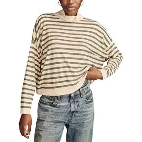 Lucky Brand Women's Cloud Stripe Mock Neck Top