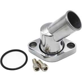 Chrome Steel Aluminum 45° Swivel Water Neck Thermostat Housing Compatible with SBC BBC Chevy 327 350 396 454 Engines Silver
