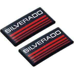 Aimoll 2pcs Cab Emblem Badge Side Roof Pillar Decal Plate for Chevy Silverado 88-98 90 91 Suburban Tahoe (Red line)
