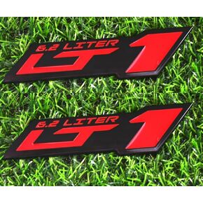 2pcs LT 1 6.2 Liter ZR1 Emblem Engine Hood Badge Decal Replacement for C4 C7 (Chrome)