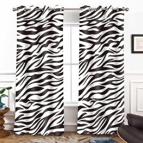 BSPPTI Animals Zebra Print Curtain, Room Darkening Thermal Insulated Blackout Fashion Black White Window Drapes with Grommets for Living, Dining, Bedroom, 52"x 84", Set of 2 Panels, CLDWSP0207