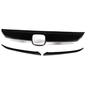CHEDA Front Grille Cover Moulding Trim, Compatible With Honda Accord 10th 2018 2019 ABS Glossy Black Lip Bumper, 3PCS