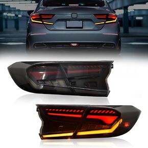 Full LED Tail Lights for Honda Accord 2018 2019 2020 2021 2022 (10th & 10.5th Gen) | 18-22 Accord Rear Lights with Start-Up Animation, Turn Signals, Brake Lights, and Reverse Lights