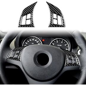 Carbon Fiber, for BMW, Sport Steering Wheel Button Panel Trim Cover for BMW 1 Series E81 E82 E87 E88 2008 2009 2010 2011 2012 2013, Interior Sticker Accessories, Black