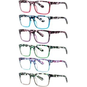 6 Pack Reading Glasses for Women Men Blue Light Blocking Spring Hinge Computer Readers