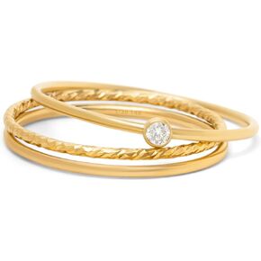 Dainty Stacking Rings for Women, 14K Gold Filled or 925 Sterling Silver, 1mm Thin Non-Tarnish Band Set Size 5 6 7 8 9