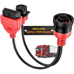 Autel J1939 Splitter 9 Pin to OBD 2 Male Adapter Cable, Work with Truck Diagnostic Scanner, Type 2 J1939 Diagnostic Connector, OBD to 9 Pin J1939 Y Cable, for Heavy Duty Commercial Truck ELD GPS
