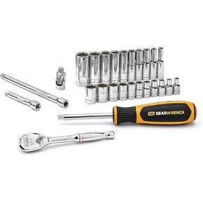 GEARWRENCH 26 Pc. 1/4" Drive 12 Pt. Standard Mechanics Tool Set, SAE - 80313