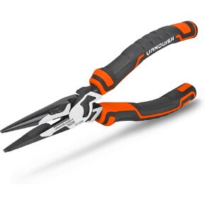 Vanquish 8 Inch Long Needle Nose Pliers High-Leverage Wire Cutters with Comfort Grip Handle (3168)