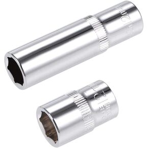 uxcell 3/8-Inch Drive by 12mm Deep and Shallow Socket Set of 2 Pcs, Cr-V, 6-Point, Metric