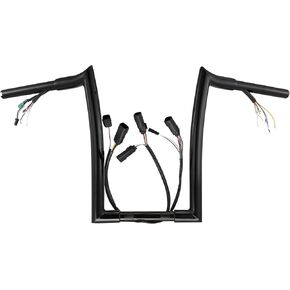 MoKitDora Road King Classic CAN-Bus TBW and Heated Grip wires 3-in-One Installed 14" Rise Ape Hangers Meathook Handlebar 1-1/4" Fat 1" Clamp Z Bars for Harley 2008-2013 FLHRC, Black