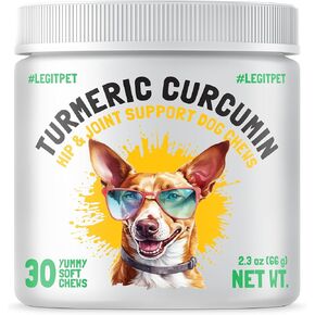 Turmeric Curcumin Hip & Joint Dogs Supplement Anti-Inflammatory Support for Arthritis & Mobility with Collagen & BioPerine Pain Relief Antioxidant Digestive Cardiovascular and Liver Health 120 Chews
