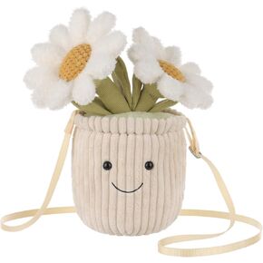 المشمش لامب بوعاء ديزي زهرة النبات حقيبة الكتف crossbody محفظة أفخم للبالغين والفتيات في سن المراهقة الأولاد، حقيبة كتف الحيوانات المحشوة، وحقائب اليد الأزياء للأطفال والكبار، 10.7 بوصة in Kuwait