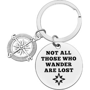 Xiahuyu Travel Gifts Campin Keychain Not All Those Who Wander are Lost Keychain Inspirational Gifts for Wanderer Traveler Camping Gifts Graduation Christmas Birthday Gifts for Women Men