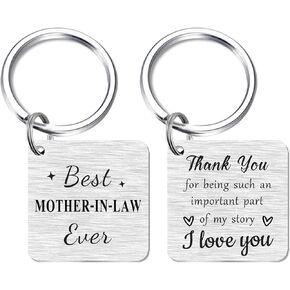 SOUSYOKYO Mothers in Law Thank You Keychain - Best Mother-in-law Ever - Meaningful Mother in Law Birthday Wedding Christmas Valentines Day Keychain Present