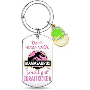 أمي تخزين المواد هدايا عيد الأم أفكار للأم من ابنة أفضل الأمهات على الإطلاق هدية فريدة من نوعها هدية عيد ميلاد المرأة مضحك الوردي Mamasaurus لطيف سلسلة المفاتيح لعيد الشكر عيد الأم in Kuwait