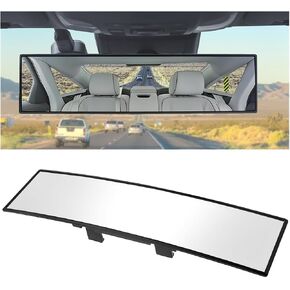 Car Rearview Mirror, 12 Inch Vehicle Interior Clip On Panoramic Convex Rear View Mirror, HD Anti Glare Auto Wide Angle Mirror to Reduce Blind Spot, Universal for Most Cars (White)