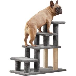 Pawque Dog Stairs for Small Dogs Old Cats, Pet Steps with High-Strength Boards and Plush Posts for High Beds Couch, Stable and Sturdy Pet Stairs, 3 Combination Options, 3 Steps-Grey