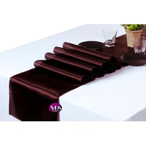 VDS Pack of 10 Satin Table Runners Charmeuse Sateen Silk Centerpiece Cloth Linen for Wedding Birthday Graduation Engagement Ceremony Event Party Banquet Table Decoration (12x108 inch)(Coral)